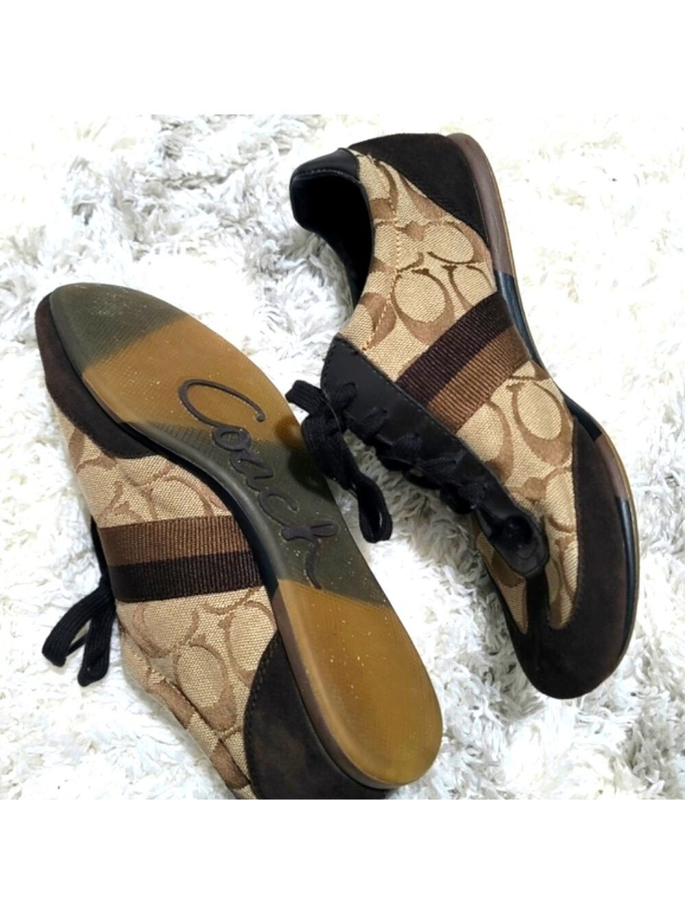 Coach Women's Monogram Suede Sneakers Size 7.5 M
